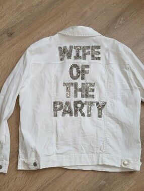 Judith March Wife Of The Party Distressed Jean Denim Jacket Large L